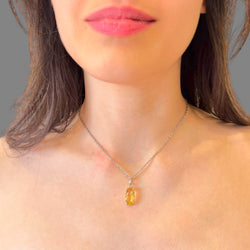 Collana quarzo citrino sfaccettato 14x8mm arg950 Sharifa Crystals