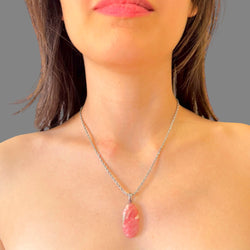 Collana rodocrosite ovale 32x17 mm Sharifa Crystals