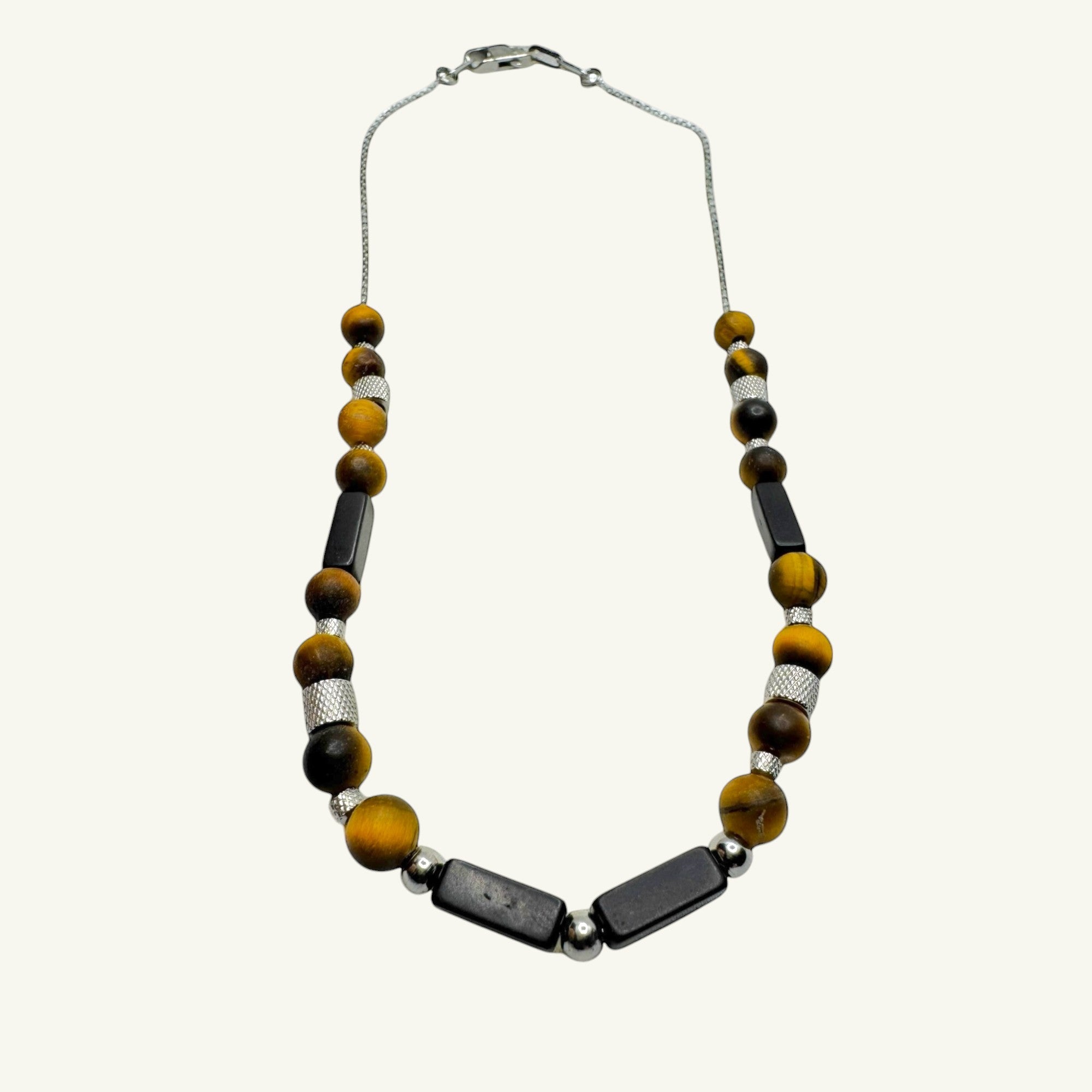 Collana occhio di tigre silver Sharifa Crystals